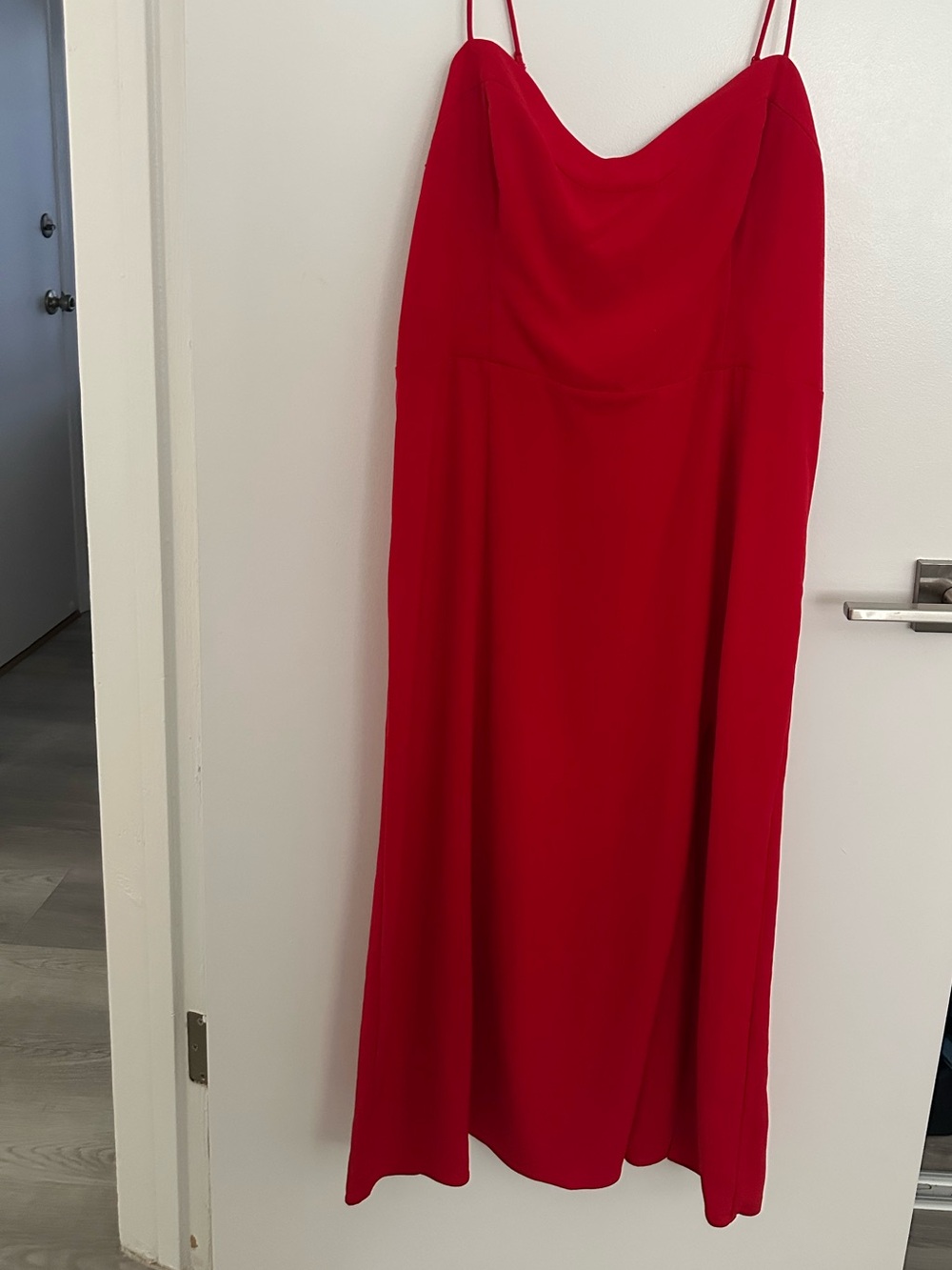 Abercrombie & Fitch Red Strapless Cowl Midi Dress